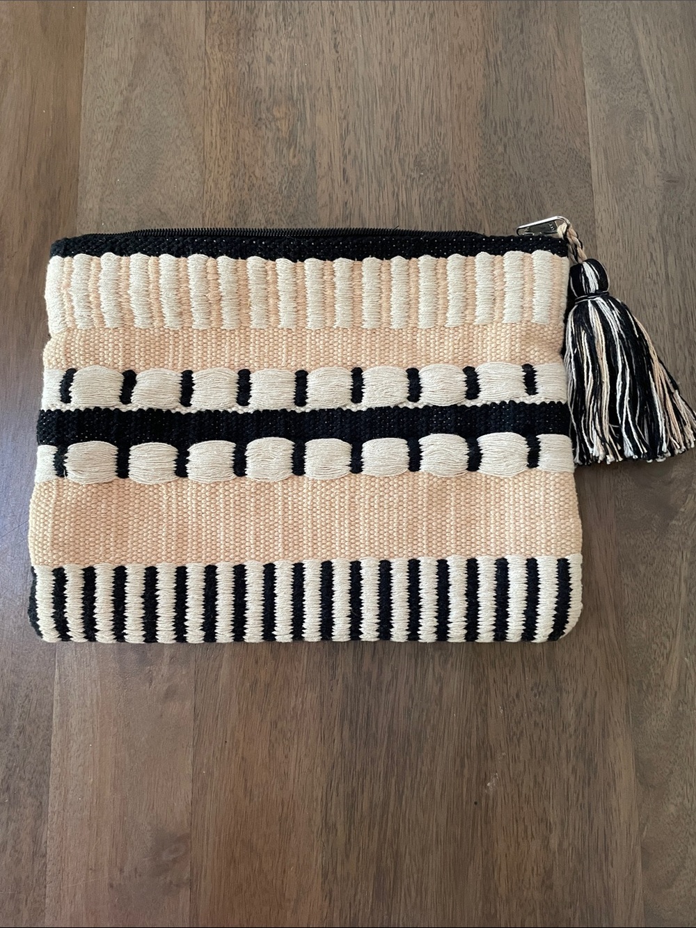 NWT Shiraleah Zip Pouch Natural Jute Cosmetic Bag Clutch, beach to bar